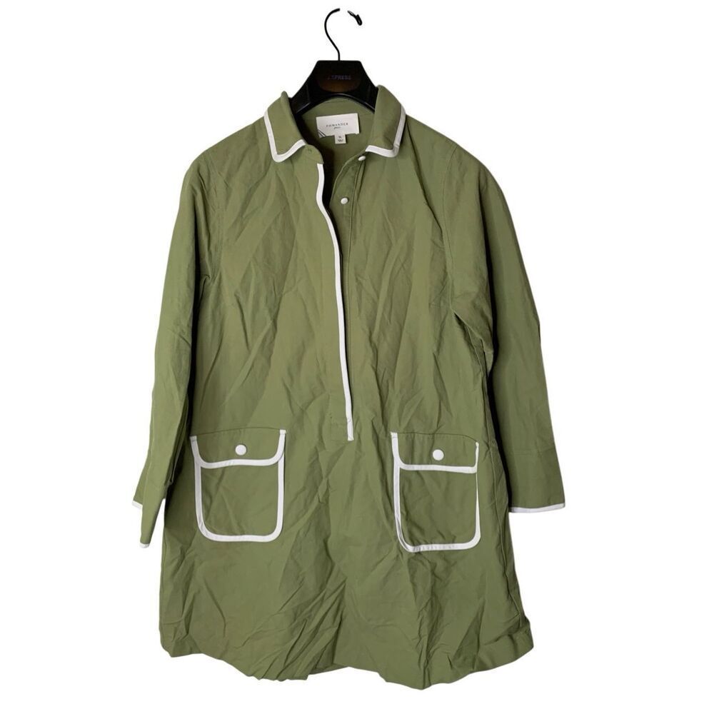 Tuckernuck Olive Green Popover Dress with White Piping